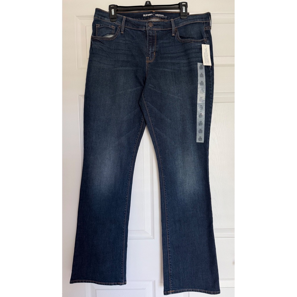 Old Navy Original Boot-Cut Jeans Womens 14 Long Dark Wash Mid-Rise Stretch Denim